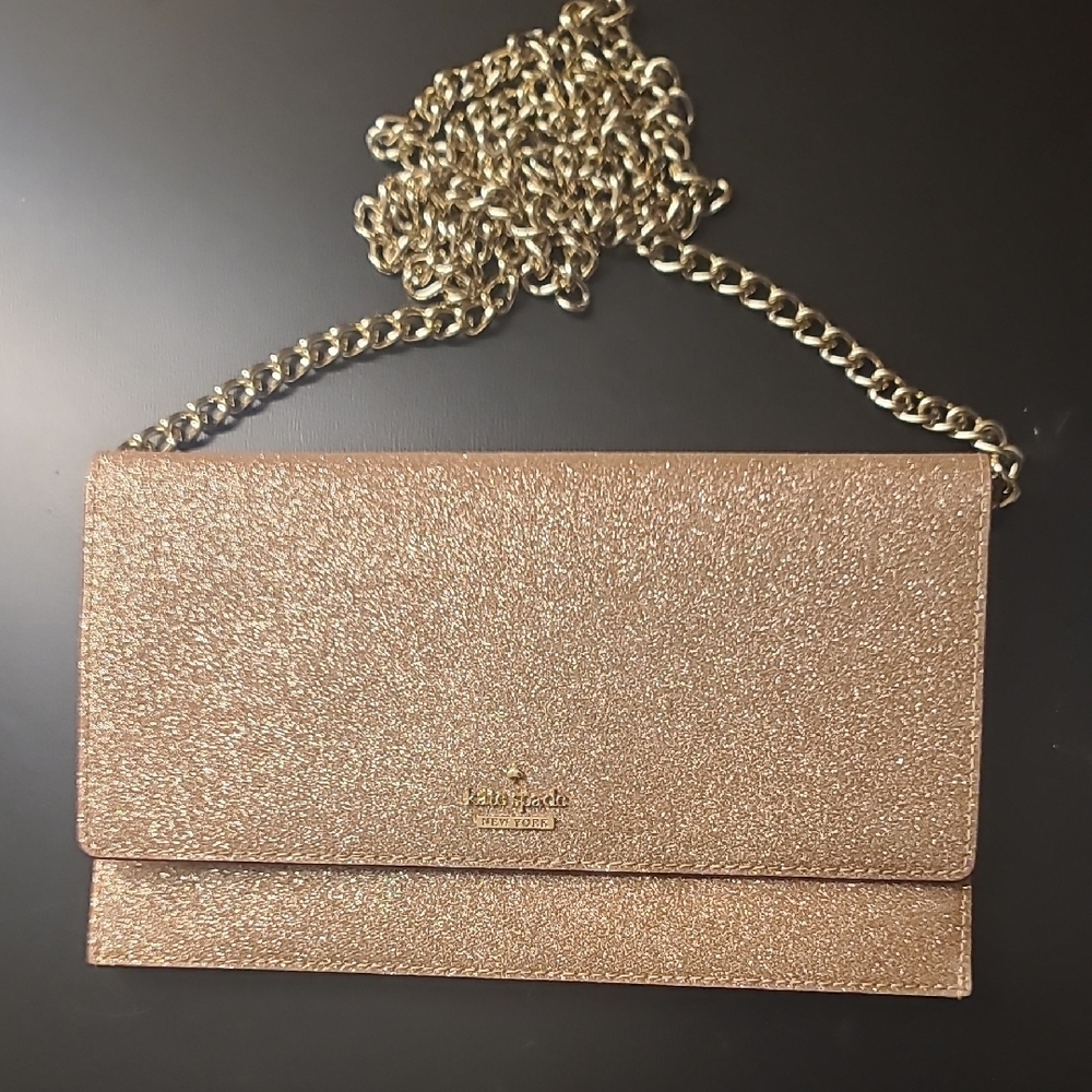 Kate Spade Rose Gold Glitter Clutch